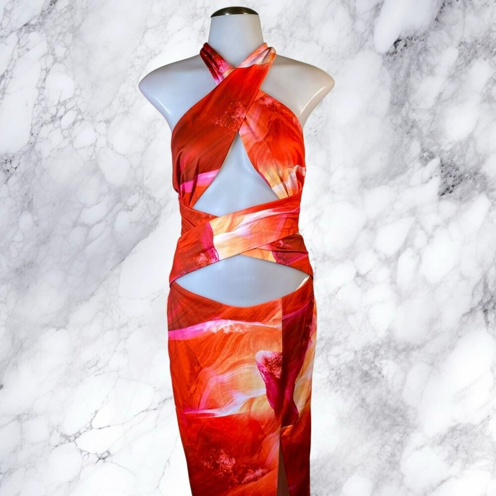 Superdown Pixie Halter Midi Dress - Pink Multi - image 3